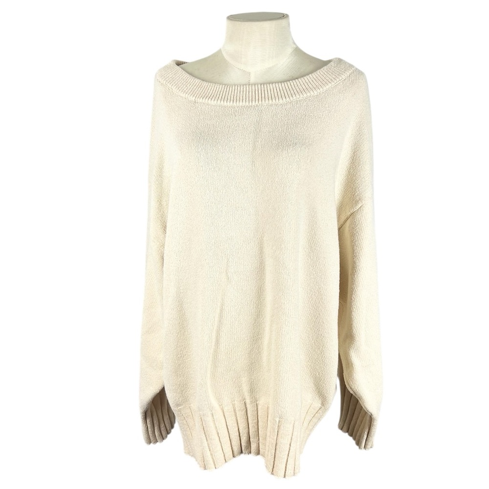 Free People Street Fair Tunic Sweater size Medium ivory over-sized